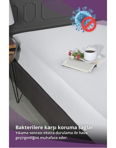 Sıvı Geçirmez Yatak Alezi Pamuklu 160x200cm Fitted Baza+30cm