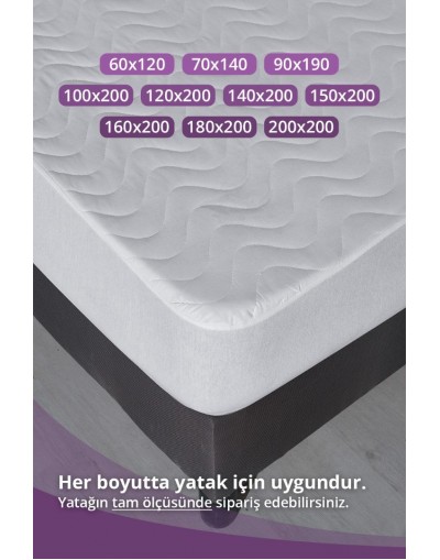 Su Sıvı Geçirmez Su Emmez Terletmez Yatak Koruyucu Alezi 90x190 cm Kapitoneli Fitted Baza 30cm