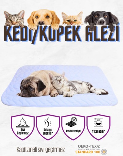 Kapitoneli Yıkanabilir Sıvı Geçirmez Emici Köpek Kedi Çiş Alezi 60x90 cm