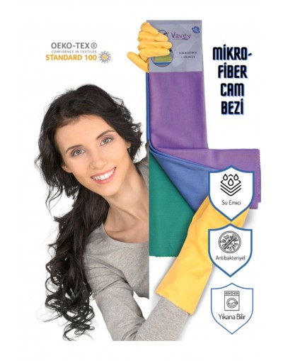 Mikrofiber 3'lü Su Emici İz Bırakmayan Antibakteriyel Cam Temizlik Bezi Seti 40x60